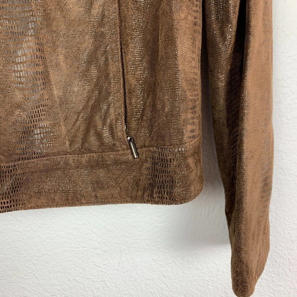 Valerie Stevens Mock Neck Suede Leather Zip Snake Skin Jacket Size Large - Picture 2 of 8